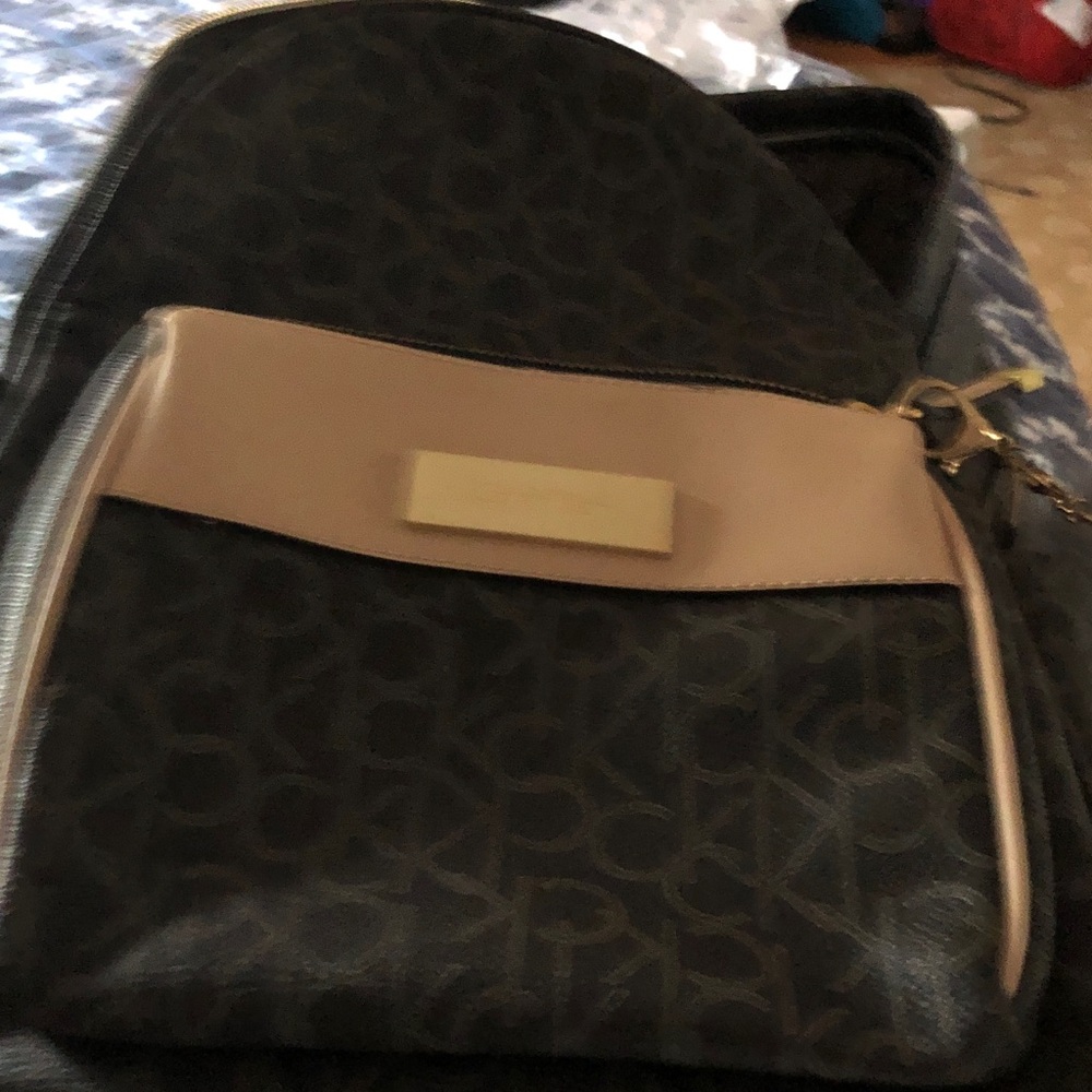 Calvin Klein Black and Tan Women's Backpack